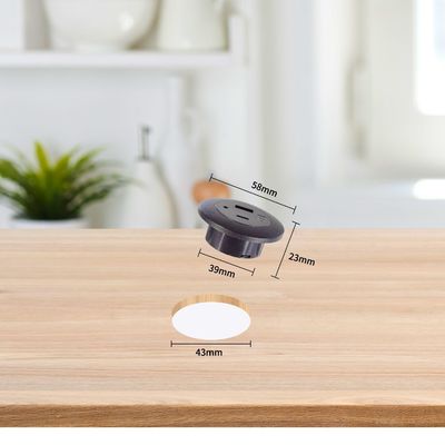 Einbau-Tischsteckdose aus Kunststoff mit USB A+C Ladeanschlüssen