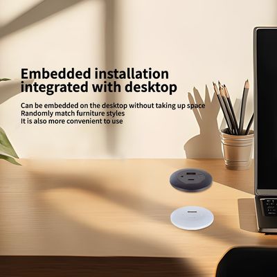 Einbau-Tischsteckdose aus Kunststoff mit USB A+C Ladeanschlüssen