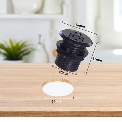50mm runde elektrische Stecker & US-Steckdosen Standard-Steckdosen mit USB-Ladeanschluss Typ-C