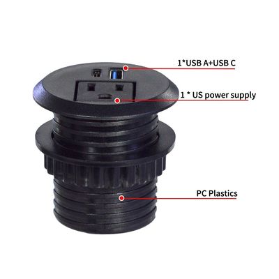 50mm runde elektrische Stecker & US-Steckdosen Standard-Steckdosen mit USB-Ladeanschluss Typ-C