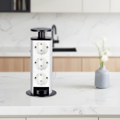 Moderne Smart Kitchen Ausziehbare EU Power Kitchen Steckdose Versteckte Tischplatte mit 3 EU Power Output-Anschlüssen 16A Nennstrom IP44