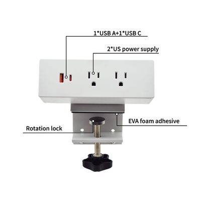 Multifunktionale 2 Wechselstromanschlüsse USB A+C US Power Schnellladung Desktop Klemm Steckdose Stromanschluss