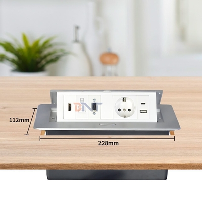 Aluminiumlegierung Pop-up Tischplatten-Steckdose EU-Steckdose mit modularen Konfigurationen