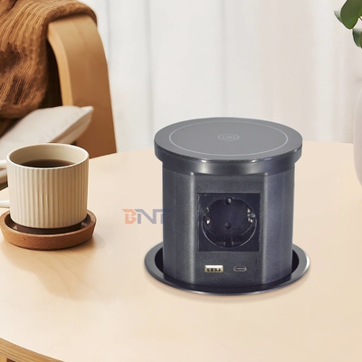 Küche versteckte pneumatische Steckdosen drahtlose Ladegerät mit 4 AC Steckdosen und USB A + C