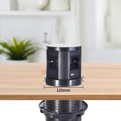 Küche versteckte pneumatische Steckdosen drahtlose Ladegerät mit 4 AC Steckdosen und USB A + C