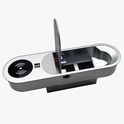 Multifunktionale 2AC- und 2USB-A-Ladenausgänge Desktop-Steckdose mit drahtlosem Ladegerät