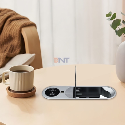 Multifunktionale 2AC- und 2USB-A-Ladenausgänge Desktop-Steckdose mit drahtlosem Ladegerät