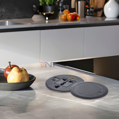 Rundes Sofa mit eingebauter Steckdose mit Universal-Standard-Steckdosen USB A+C & HDMI & Netzwerk