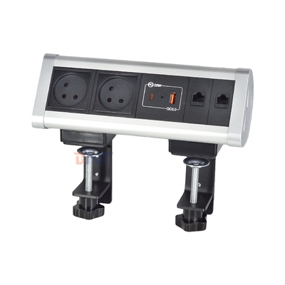 Klebstoff-Clip-Design Desktop-Klammer Steckdose Stromanschluss Mit 2 IS AC Steckdosen USB A + C PD 20W Schnellladung