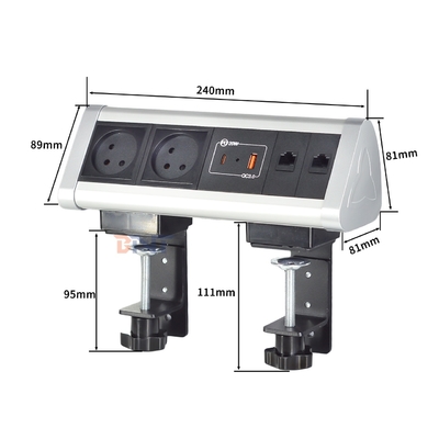 Klebstoff-Clip-Design Desktop-Klammer Steckdose Stromanschluss Mit 2 IS AC Steckdosen USB A + C PD 20W Schnellladung