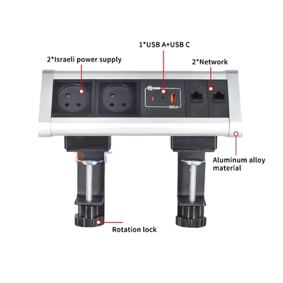 Klebstoff-Clip-Design Desktop-Klammer Steckdose Stromanschluss Mit 2 IS AC Steckdosen USB A + C PD 20W Schnellladung