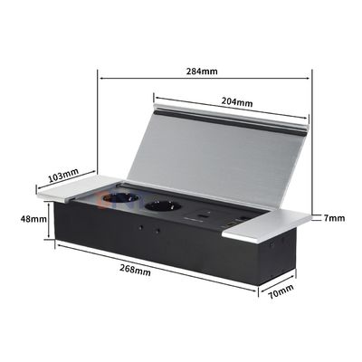 Hiddden Flip Design Desktop Steckdose Strom mit 2 EUAC Steckdosen USB A + C HDMI Netzwerk