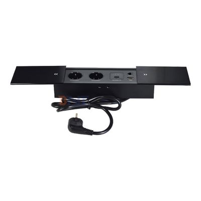 Doppelsilp offene Euro-Tischplatte Elektrische Steckdose Schiebeöffnung 2 Wechselstromsteckdosen & USB A+C IP44 für Büroanwendung