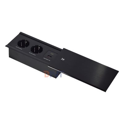 Slip-Open Euro-Tischplatten-Stromanschluss 2 Wechselstromsteckdosen USB A+C IP44 16A Nennstrom für Büroanwendungen EU-Standard Stecker