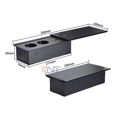 Slip-Open Euro-Tischplatten-Stromanschluss 2 Wechselstromsteckdosen USB A+C IP44 16A Nennstrom für Büroanwendungen EU-Standard Stecker