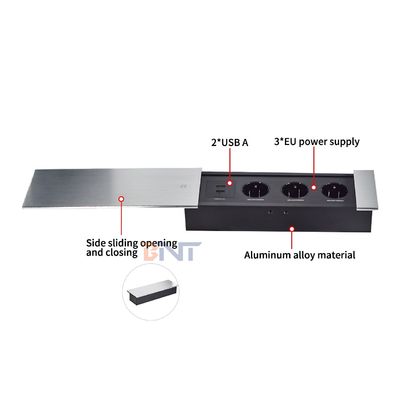 Euro-Tischplatten elektrische Steckdose Schiebeöffnung mit 3 Wechselstromanschlüssen