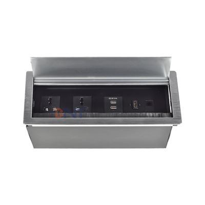 Fabrikpreis Schreibtisch Tischbürste Flip-Abdeckung Steckdose mit 2*Universal-Stromversorgung, 2*USB A, 1*Netzwerk, 1*HDMI