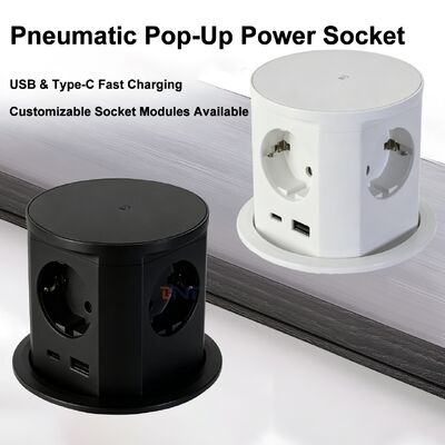 BNT Schreibtischbüro Gewerblicher Gebrauch IP44 4 Wechselstromsteckdosen 16A ABS Pneumatische Steckdose USB A+C Ports PD20W Ladung