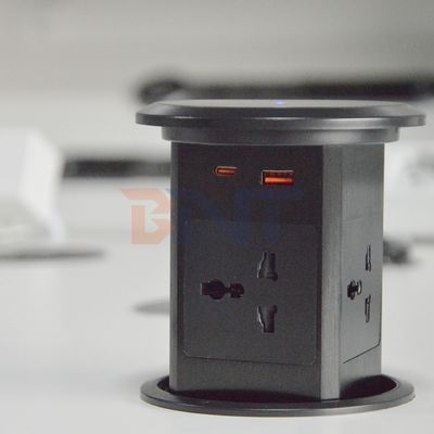 Neuer Pneumatischer Lift Pop-up Steckdose US UK Universal Vier Oberflächen Mount Desktop Steckdose Top mit 15W Wireless Charging Pop-up Steckdose