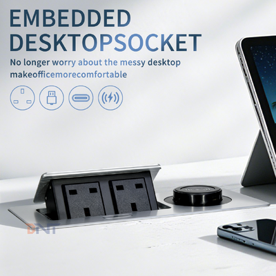 Hot Sale Pop-up Power Socket Desktop Stromverteilungseinheit mit Dual UK Standard 15W drahtlosem Laden für Desktop-Komfort